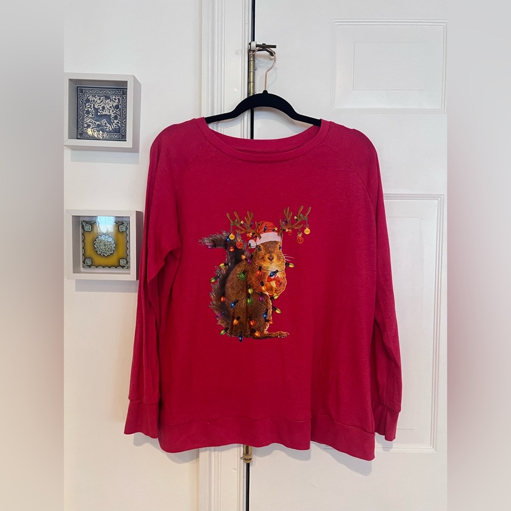 Festive Red Squirrel Ugly Sweater/Sweatshirt